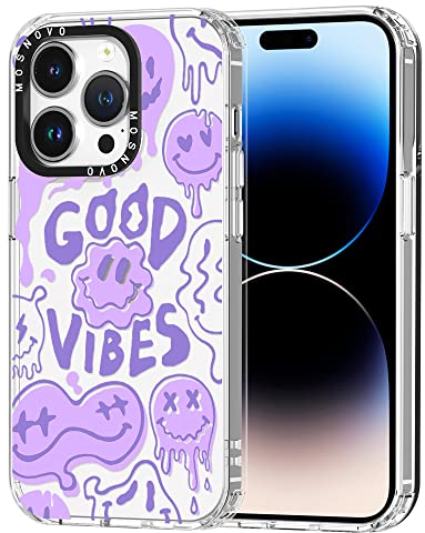 MOSNOVO für iPhone 14 Pro Hülle – Durchsichtige, schlanke, stoßfeste TPU+PC-Handyhülle, [6,6 Fuß Fallschutz/Anti-Abziehen] - Gute Vibes