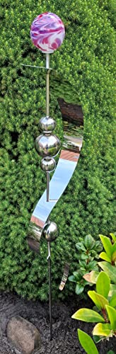 Glaszauber Merkur Malve aus Edelstahl 150 cm Beetstecker Gartenstecker Rosenkugel Glaskugel