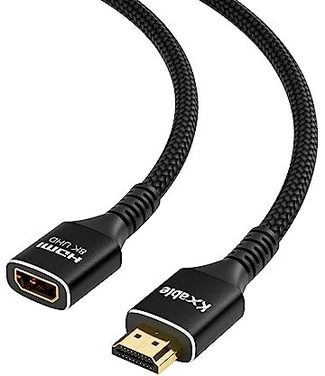 8K HDMI Extension Cable 8 FT, HDMI 2.1 Ultra Speed High Male to Female Cord Adapter, Compatible with MacBook Pro, PS5, Xbox, Series X, UHD TV, Blu-ray, Laptop and More