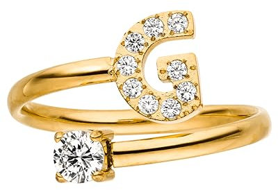 Purelei® Buchstaben Ring G – Damenring aus langlebigem Edelstahl – Wasserfeste Ringe – Verstellbare Ringe von Größe 50 bis 60 – Modeschmuck für deinen individuellen Look