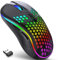 JYCSTE Kabellose Gaming Maus, wiederaufladbare Computermaus Ergonomische Maus Honeycomb Design mit RGB-Hintergrundbeleuchtung, USB-Empfänger, einstellbare DPI, für PC/Mac/Laptop (schwarz)