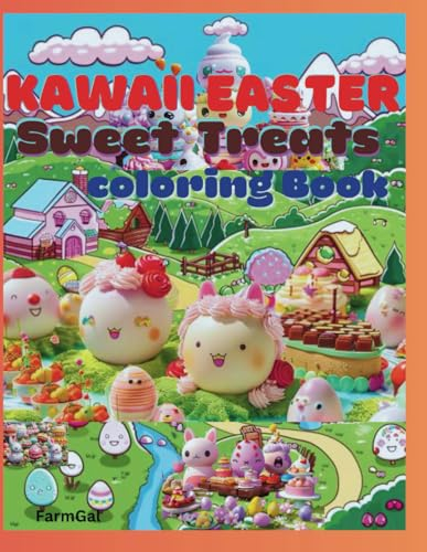 KAWAII EASTER SWEET TREATS COLORING BOOK: Sweets Coloring Book for Kids, featured Cute Easter Eggs, desserts,cupcakes,milkshakes,Ice Cream & sweetness of Easter Day.
