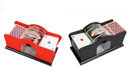 1/2 Stück Spielkartenmischer – Kartenhandelsmaschine | Batteriebetriebener elektrischer Spielkarten-Master, tragbare Shuffle-Technologie, Kartenmischer mit Handkurbel, robust für Blackjack Texas, 23 x