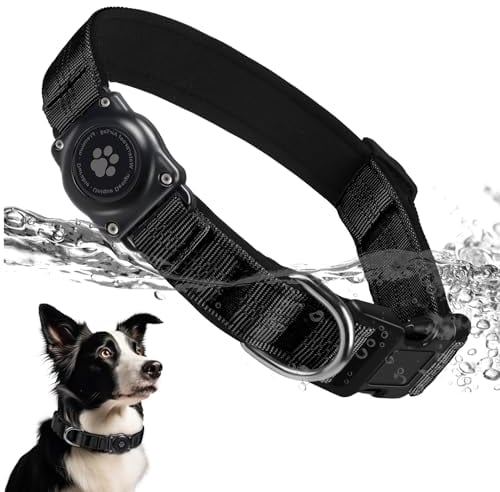 Upgraded AirTag Hundehalsband, IP68 Wasserdicht Air Tag Hundehalsbandhalter, reflektierend, ultra-langlebig, bequem gepolstert, robuste Hundehalsbänder für kleine, mittelgroße und große Hunde (XS (26