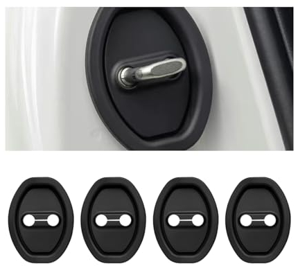 CGEAMDY 4 Pieces Car Door Latch Cover, Car Silicone Door Lock Protective Cover, Car Door Lock Latches Lock Protection Stopper Covers Kit, Stopper Cover Latches Accessories for Cars(Black)