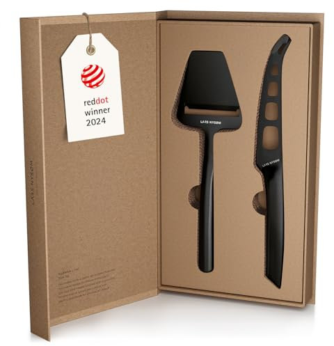 LARS NYSØM Juego de cuchillo y cortador de queso 2 pzs. Juego de cuchillo y cortador de queso de acero inoxidable (Carbon Black)