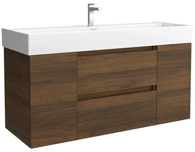 Salgar Mueble de Baño Bequia 120cm + Coqueta 1 Puerta Centrado + Lavabo cerámica | Nogal |120x45x66