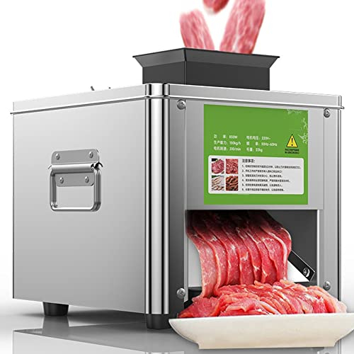 850W Meat Cutter Cutting Machine, 330LB/H Commercial Cube Shredded Meat, Home Electric Stainless Steel Chicken Fish Beef Meat Vegetable Slicer