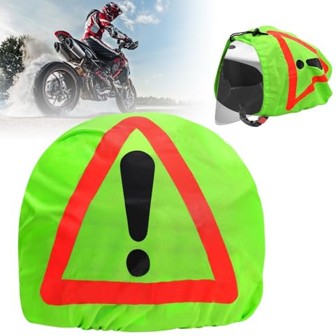 TGKYK Warndreieck Motorrad Helm, 46x43cm Motorrad Warndreieck Helmüberzug, Pannendreieck Motorrad, Motorradhelm Helmbeutel für Unfallsicherung Unfallstelle Kennzeichnung (Neongrün)