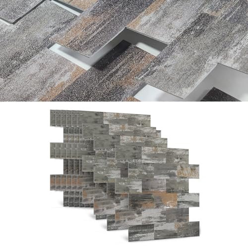 TANYEAR 10 Stück Fliesenaufkleber Küchenrückwand Fliesen Klebefliesen für Bad Küche Vinyl Wandpaneele PVC Selbstklebende Fliesen, 34x29cm(Farbe A)