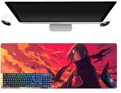 PUrar Japanisches Anime Uchiha Itachi großes Multifunktions-Gaming-Mauspad, 800 x 300 x 3 mm, Mauspad, Gaming-Tastatur, wasserdicht und Unterseite aus rutschfestem Gummi, strukturierte Oberfläche