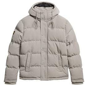 Superdry Herren Kurze Everest Steppjacke mit Kapuze Metallgrau L