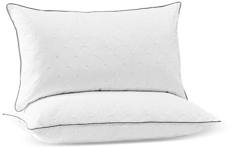 Deodar Almohadas de Plumas y Plumón 40x70, 2 Piezas Lujosa Almohada de Hotel para Dormir con Exquisito Bordado, Funda 100% Algodón, Orgánico Hipoalergénico, Lavable, Öko-Tex y RDS Certificada