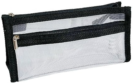 Multi-Functional Pen Bag Large Capacity Pencil Case Clear Mesh Pen Makeup Tool Bag