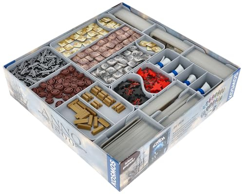 Feldherr Organizer kompatibel mit Anno 1800 + Die Erweiterung - Insert inklusive 3D Token Upgrade Set - Leichteres Sortieren - Schnellerer Spielaufbau - Besseres Spielerlebnis