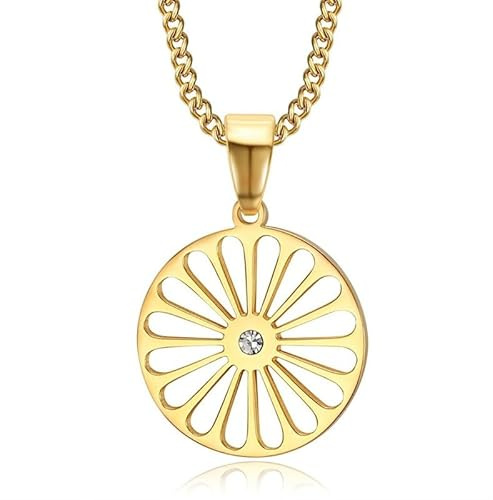 BOBIJOO Jewelry - Pendentif Roue des Voyageurs Diamant Femme Enfant Acier Or