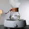 OUCRIY Cafetière à bec en V 800 ml avec col en bois, filtre et bol en acier inoxydable double couche