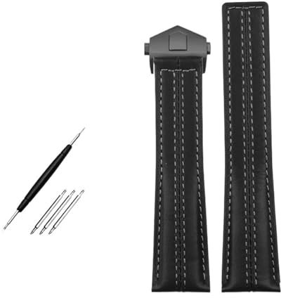 SRDRK Echtleder-Uhrenarmband für TAG Heuer Carrera Edition Heuer Rindsleder Monaco Heritage 6 Uhrenarmband-Zubehör 22 mm(Black-black)