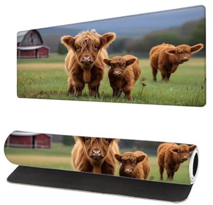 Grand Tapis de Souris XXL 700x300x3mm, Tapis de Souris Gamer Bœuf avec Surface en Antidérapant Résistant à l'eau Tapis de Bureau Mouse Pad Ferme, sous Main Souris à Bords Cousus pour Bureau Z-6