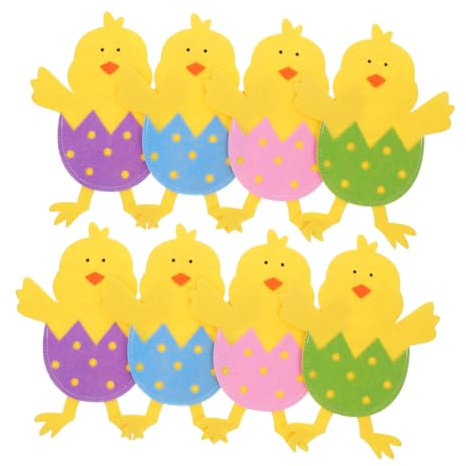 SECFOU 8stücke Teiliges Ostern Besteckhalter Im Cartoon-hühnchen-design Dekorative Utensil-taschen Aus Filz Für Tischbedarf Für Fröhliche Feiertagsfeiern Und Anlässe