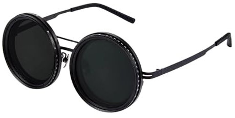 Sionhiuo Gafas de sol de tinte ajustable, gafas polarizadas para hombres | 1-9 Gafas de sol teñidas de engranajes ND9 Gafas polarizadas sin pasos,Accesorios de gafas ajustables Lente de sombra redonda