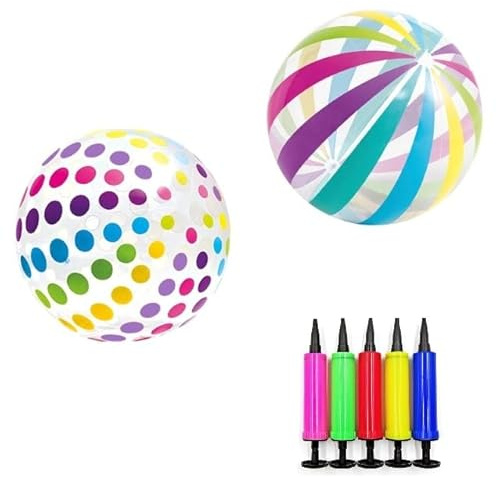 ZMDMAH 2 Stück Wasserball, 28 cm Kombination aus Flecken und Streifen Wasserball Aufblasbar Set Aufblasbarer Ball Strandball, Wasserball Aufblasbar für Beach Pool Party Wasserspielzeug