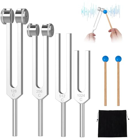 Tuning Forks for Healing,128hz 256hz 512hz 1024hz Set,Frequency Healing Device,Aluminum Alloy Chakra 128hz Healing Instruments for Relaxation Meditation,Yoga,Energy Work,Spiritual Gifts to Women