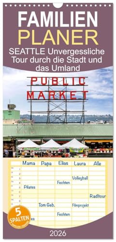 Familienplaner 2026 - SEATTLE Unvergessliche Tour durch die Stadt und das Umland mit 5 Spalten (Wandkalender, 21 cm x 45 cm), CALVENDO: Urbane Impressionen und Naturidyll (CALVENDO Orte)