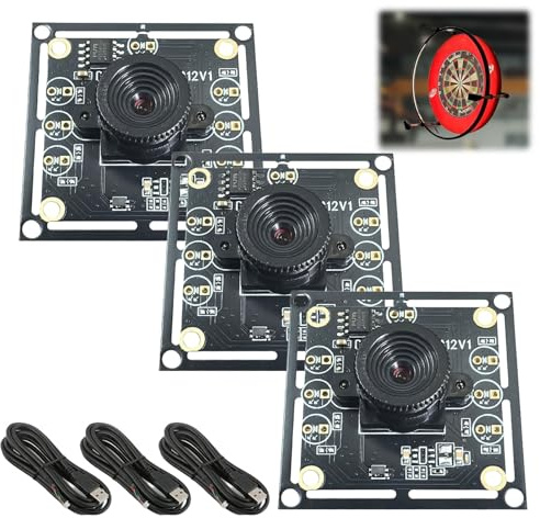 Ov9732 Kameramodul Set, 3 Stück Kameramodul USB Kamera für Autodarts Kamera System,USB2.0 1280x720 Pixel 30fps 100° Weitwinkel für autodarts Dart Kamerasystem Gesichtserkennung Mit 2M Kabel XXX