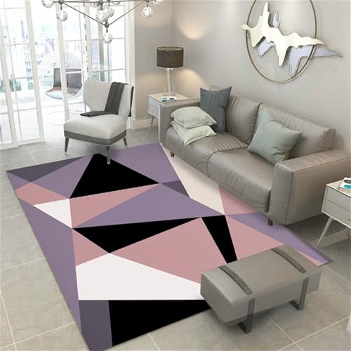 DJHWWD Teppich Esszimmer Jugendzimmer rosa schwarzer moderner 60x110CM Lila kuschelig Auslegware Teppichboden Zimmer