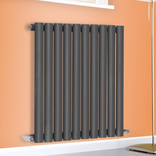 Horizontal Vertical Designer Radiator Oval Column White Anthracite Tall Upright Rads (Single - 600 x 480mm, Anthracite)