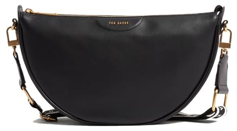 Ted Baker Umhängetasche Schultertasche Essina Webbing Leather Half Moon Crossbody Bag Black schwarz