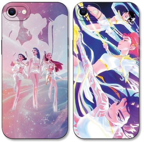 2 Stück Handyhülle für iPhone 8 iPhone 7 iPhone SE 2022/2020 4,7 Hülle, Silikon TPU Schutzhülle mit Kpop Hunters Idol Zoey Rumi Mira Cartoon Character Muster Fallschutz Kameraschutz Case,Manga