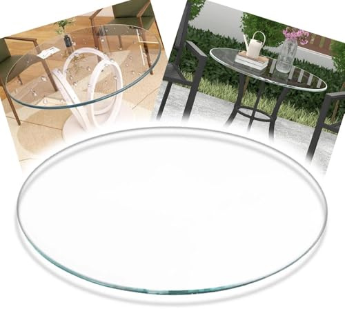IMUNKT 35cm 45cm 65cm Rund Glasplatte Tischplatte Transparente Gehärtete Glas, Outdoor Patio Tischplatte Klarglas Ersatz, 8mm Dick(65cm/25.6in)