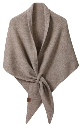 wocharm Women's Pashmina Shawl Wraps, Soft Open Front Poncho Sweater, Knitted Shawls Wool Cashmere Shoulder Top Sweater Shawls Triangle Scarf (Camel)