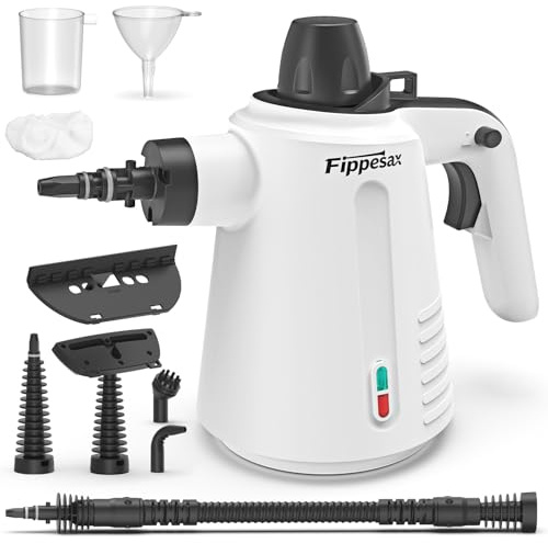 Fippesax Handheld Steam Cleaner, 3.5Bar Portable Steam Cleaner Handheld with 9pcs Accessories, Multi-Purpose Steam Cleaners for Stain Removal, Sofa, Window, Car, Floor (White)