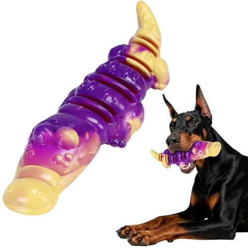 Herspany Indestructible Dog Chew Toy, Tough Beef-Flavored Nylon Chew for Aggressive Chewers — Long-Lasting Tooth-Cleaning & Boredom Relief for All Dog Sizes (Crocodile)