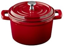 APS 88330 Mini-Topf mit Deckel 5 STARS - Gusseisen emailliert, 0,35 Liter, rot, induktionsgeeignet