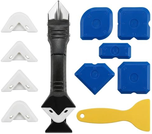 NiceNaiils 3 En 1 Kit De Calfeutrage En Silicone, Outil De Calfeutrage, Grattoir A Coulis, Lisseur Joint Silicone, Pour Évier De Fenêtre Cuisine Salle De Bain