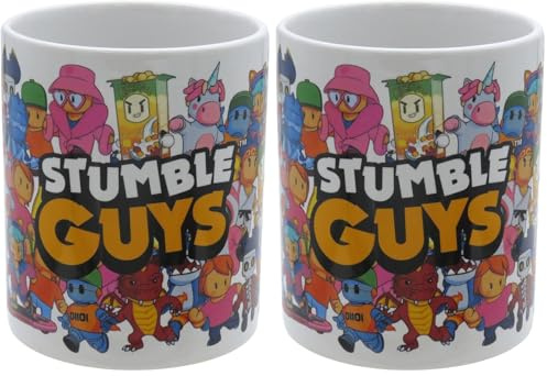 CYPBRANDS – Stumble Guys, Tasse, Keramiktasse, Frühstück, Haushaltswaren, Originalbecher, weiß, offizielles Produkt (Packung mit 2)