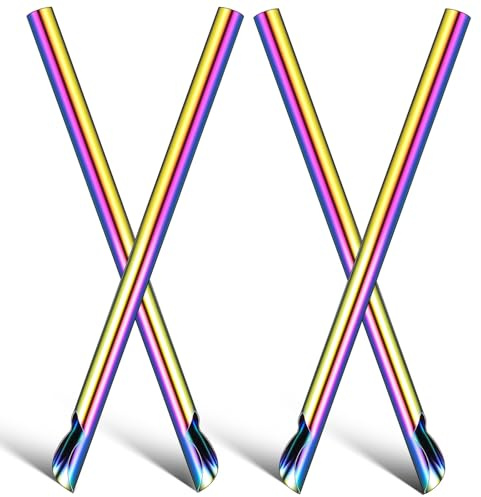 Lot de 4 Pièces Paille Réutilisable, en Acier Inoxydable 304 | Paille Acier Inoxydable, Lavable et Facile à Nettoyer, pour Voyages et Fête en Famille Plusieurs styles
