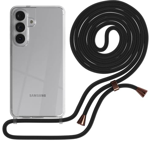 EAZY CASE Handykette kompatibel mit Galaxy S26 Plus Handyhülle mit Umhängeband, Handykordel mit Schutzhülle, Silikonhülle, Hülle mit Band, Stylische Kette für Smartphones, Schwarz - Clips Rosé