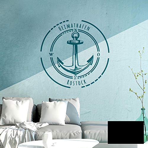 ilka parey wandtattoo-welt® Wandtattoo Wandbild Wandaufkleber Aufkleber Heimathafen Rostock Anker M2078 - ausgewählte Farbe: *schwarz* ausgewählte Größe: *L - 60cm breit x 60cm hoch*