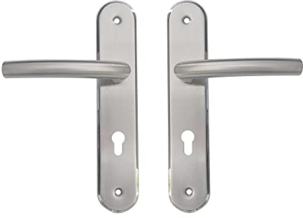 GARNITURA Stella PZ - Langschildgarnitur aus Edelstahl | Türbeschläge mit geschwungenem Türgriff | Rostfreie Renovierungsgarnitur für Zimmertüren mit Profilzylinder