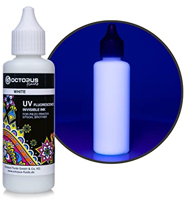 Octopus UV Fluoreszierende, unsichtbare Tinte kompatibel für Epson und Brother, Weiss