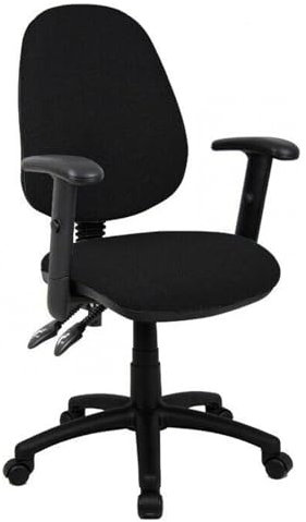 IDEAL 365 Office Fabric Operator Chairs 2 lever PCB (Black, Adjustable Arms)