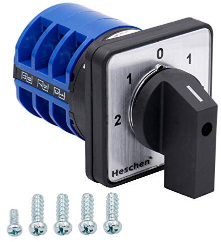 Heschen Interruptor de cambio universal de selector de levas giratorio SZW26-32/133133.3 660V 32A 5 Posiciones 3 Fase 12 Terminales CE