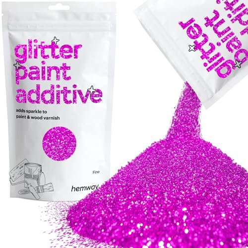 Hemway Glitter Paint Additive - Fuchsia Pink | Fine Metallic Flakes for Adding Sparkle to Paints & Wood Varnish | Add to Emulsion, Acrylic & Latex for Indoor Sparkly Walls | 100 g