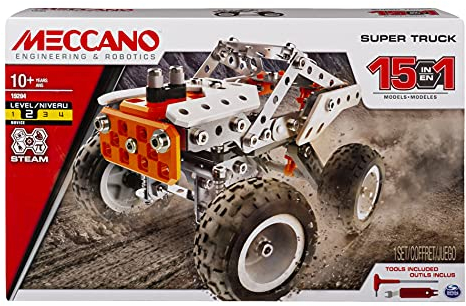 Meccano 2007504, 15-in-1 Super Truck, S.T.E.A.M. Building Kit, for Ages 10 and Up Konstruktionsspielzeug, Mehrfarbig, one Size