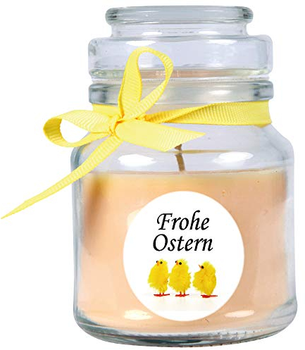 HS Candle Duftkerze als Ostergeschenk (Vanille-Duft), Design: Küken - Kerze als Osterdeko - 120g. Wachs mit ca. 30 Stunden Brenndauer